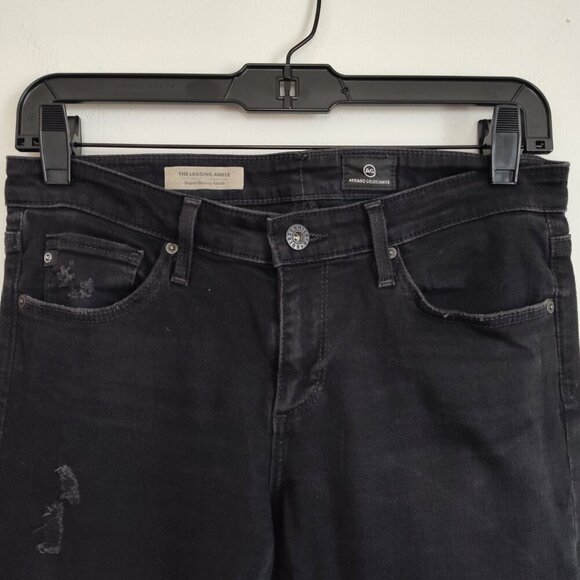 Ladies SZ 26R Adriano Goldschmied Black Distressed Legging Jean - Picture 2 of 6